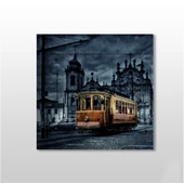 Tramvay İstanbul Gece  Kanvas Tablo thumbnail 1