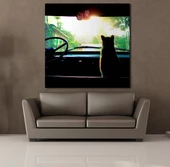 ARABADA KEDİ KANVAS TABLO thumbnail 2