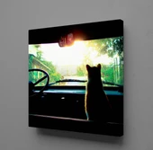ARABADA KEDİ KANVAS TABLO thumbnail 1