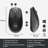 LOGITECH Wireless Mouse M190 - Kömür Siyahı 910-005905 thumbnail 7