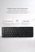 Kablosuz Klavye Bluetooth Katlanabilir Şarjlı Mini Klavye TK08 Siyah thumbnail 2