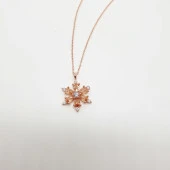 Rose Renk Beyaz Taşlı Gümüş Kolye thumbnail 5