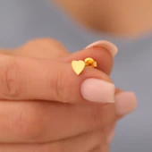 925 Ayar Gümüş Minimal Kalp Temalı Küpe - E00249 thumbnail 5