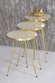 Zigon Sehpa Gold Krem Tel Ayak thumbnail 1