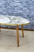 Orta Sehpa Ahşap Torna Ayak Elips Efes Altın thumbnail 2