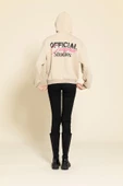 Oversize Kapişonlu Baskılı Taş Sweatshirt thumbnail 5