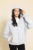 Oversize Fermuarlı Cepli Gri Sweatshirt thumbnail 3