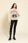 Oversize Kapişonlu Baskılı Taş Sweatshirt thumbnail 2