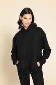 Oversize Kanguru Cepli Siyah Sweatshirt thumbnail 2