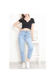 Siyah Kısa Kol Crop Buluz thumbnail 5