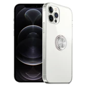 FitCase iPhone 12 Pro Max Kılıf Gross Ring Şeffaf Arka Kapak thumbnail 4