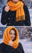 Mandaş Style El Dokuma Angora Bayan Şalı-Hardal thumbnail 3
