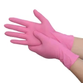 Pudrasız Pembe Nitril Eldiven Small HasPet 100lü thumbnail 2