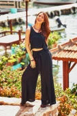 Bohem Beli Lastikli Düğmeli Tulum Elbise thumbnail 3