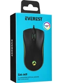 Everest SM-M9 USB Kablolu Siyah 3D Optik LED Mouse thumbnail 7