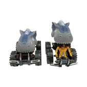 Sürtmeli Dinazor Robota Dönüşen Araba 14 Cm - Gri thumbnail 4