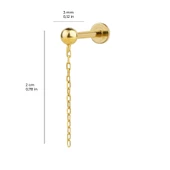 3 mm Top Zincirli Altın Piercing thumbnail 2