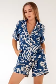 DoReMi Blue Patterned Kısa Kollu Kadın Şortlu Pijama Takım thumbnail 2