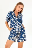 DoReMi Blue Patterned Kısa Kollu Kadın Şortlu Pijama Takım thumbnail 1