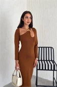 Dipmoda kadın taba yaka detaylı triko elbise DPK2219 thumbnail 3