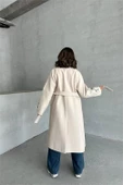 Dipmoda kadın astarlı bej ithal kaşe kaban DPG048 thumbnail 7