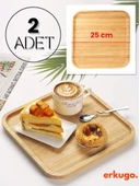 2 Adet Bambu Kare Servis Tabağı, Sunum Seti (25x25 cm) thumbnail 1