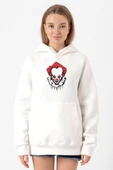 Pennywise Face Beyaz Kadın 3ip Kapşonlu Sweatshirt thumbnail 1
