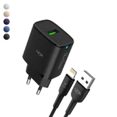 LinkTech C302 12W Auto ID Lightning Kablolu Şarj Aleti Set thumbnail 1