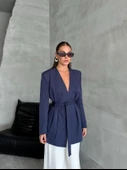 Lacivert Elegant Kuşaklı Ceket thumbnail 5