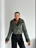 Yeşil Dakota Süet Kürklü Mont thumbnail 5
