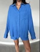 Mavi Summer Keten Oversize Gömlek Şort Takım thumbnail 1