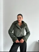 Yeşil Dakota Süet Kürklü Mont thumbnail 3