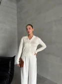 Ekru Polo Yaka Mini Topçuklu Bluz thumbnail 7