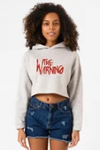 The Warning Logo Grimelanj Kadın Crop Kapşonlu thumbnail 1