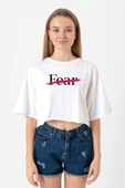 Rolling Quartz Fearless Beyaz Kadın Crop Tshirt thumbnail 1