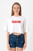 Tulsa King Lettern Beyaz Kadın Crop Tshirt thumbnail 1
