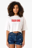 Tulsa King Lettern Beyaz Kırçıllı Kadın Crop Tshirt thumbnail 1