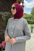 Sinem Çelik Örme Triko Hırka Gri thumbnail 4