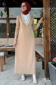 Eylül Gömlekli Triko Elbise Bej thumbnail 4