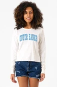 Outer Banks Lettern Ekru Ekstra Uzunkol Sweatshirt thumbnail 1
