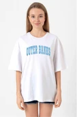 Outer Banks Lettern Beyaz Kadın Oversize Tshirt thumbnail 1