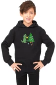 Dinosaur Christmas Tree Siyah Çocuk 3ip Kapşonlu thumbnail 1