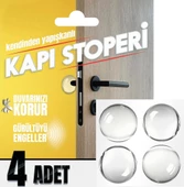 Yapışkanlı Kapı Stoperi Kapı Kolu Çarpma Engelleyici Şeffaf 4Adet thumbnail 1