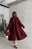 Dipmoda kadın astarlı bordo ithal kaşe kaban DPG048 thumbnail 5