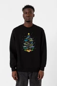 Shark Christmas Tree Siyah Erkek 2ip Sweatshirt thumbnail 1