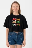 Video Game Controller Christmas Siyah Kadın Crop Tshirt thumbnail 1