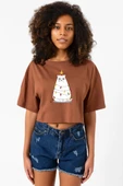 Grumpy Christmas Kahverengi Kadın Crop Tshirt thumbnail 1