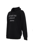 Erkek Baskılı Kapüşonlu Sweat Siyah thumbnail 4