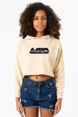 Lisa Rockstar Bej Kadın Crop Kapşonlu thumbnail 1