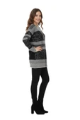 Kadın Pullu Çizgili Oversize Kazak 7592 BGL-ST04076 thumbnail 7